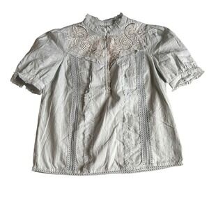 Anthropologie Lace Blouse Womens 8 Frilly Milkmaid‎ Boho Cottagecore Prairiecore
